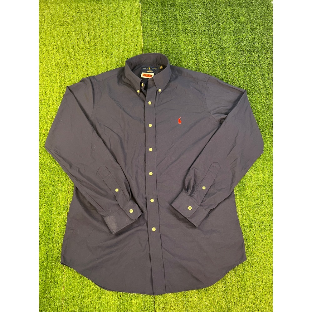 Ralph Lauren Classic Fit Performance Shirt Navy Blue Mens Medium Long Sleeve